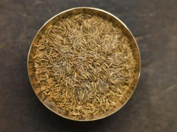 Royalty Free Photo of a Dish of Cumin Seeds