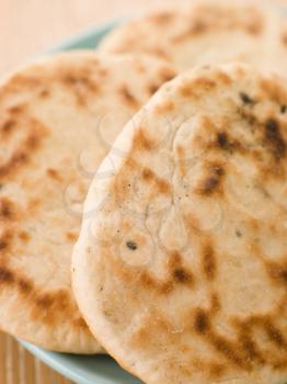 Royalty Free Photo of Plate of Plain Naan Breads