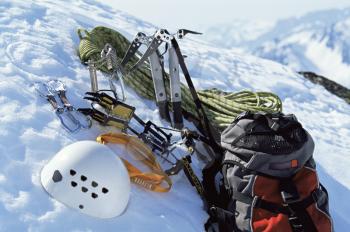 Royalty Free Photo of a Mountain Climbing Equipment on Snow
