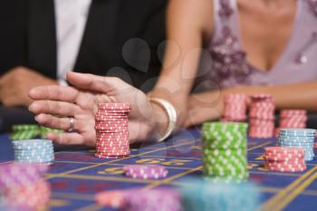Royalty Free Photo of Chips on a Roulette Table