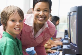 Royalty Free Photo of Students in Computer Class