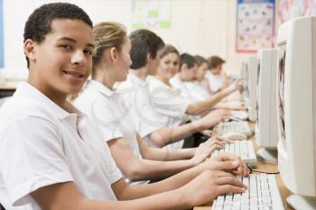 Royalty Free Photo of Students Working on Computers