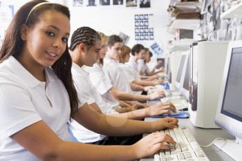 Royalty Free Photo of Students in a Computer Class