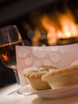 Royalty Free Photo of Pies, Sherry and a Letter to Santa