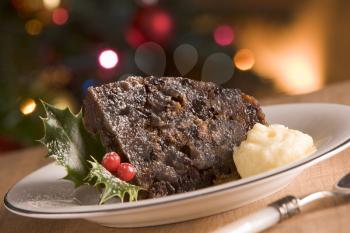 Royalty Free Photo of Christmas Pudding With Brandy Butter