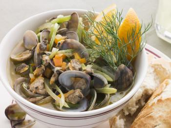 Royalty Free Photo of Sauteed Clams with Fennel and Orange