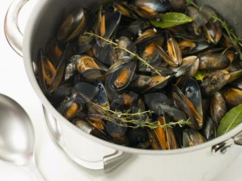 Royalty Free Photo of a Pan of Moules Mariniere