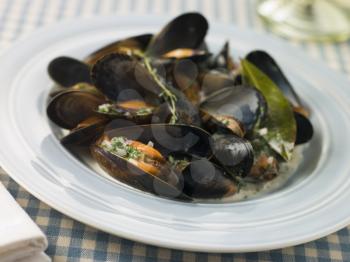 Royalty Free Photo of a Plate of Moules Mariniere