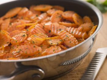 Royalty Free Photo of Vichy Carrots in a Saute Pan