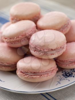 Royalty Free Photo of a Plate of Raspberry Macaroons