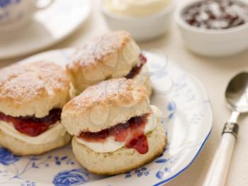 Royalty Free Photo of Scones With Clotted Cream and Jam