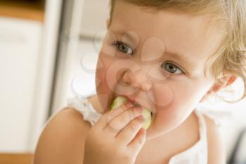 Royalty Free Photo of a Little Girl Eating an Apple