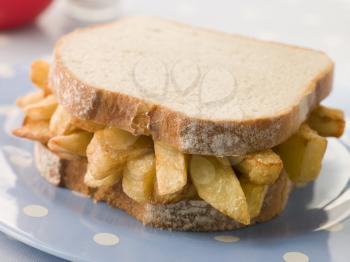 Royalty Free Photo of a Chip Sandwich on White Bread