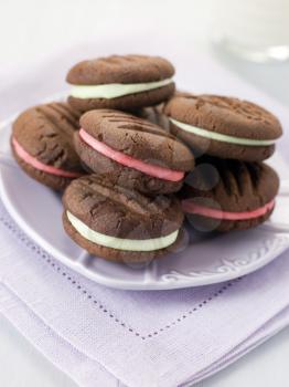 Royalty Free Photo of Chocolate Kiss Biscuits Filled with Peppermint Cream
