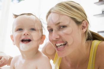 Royalty Free Photo of a Mother and Baby in a Bath