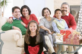 Royalty Free Photo of a Family at Christmas
