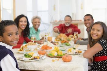 Royalty Free Photo of a Family at Christmas Dinner