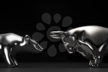 Royalty Free Photo of Bear and Bull Figurines