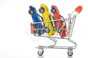 Royalty Free Photo of a Shopping Cart With Cars