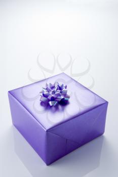 Royalty Free Photo of a Present Wrapped in Purple Paper