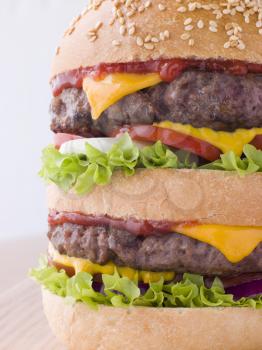 Royalty Free Photo of a Double Cheeseburger