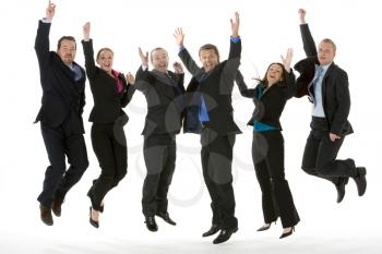 Royalty Free Photo of a Business Team Jumping