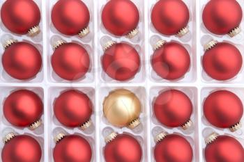 Royalty Free Photo of Red Ornaments With One Gold