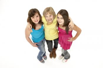 Group Of Three Young Girls In Studio