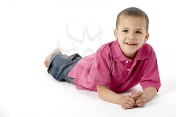 Royalty Free Photo of a Little Boy on His Stomach