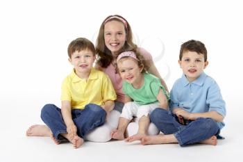 Royalty Free Photo of a Group of Children on the Floor