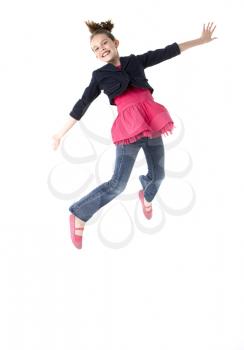 Young Girl Leaping In Air