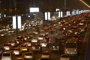 Royalty Free Photo of Nighttime Traffic Congestion