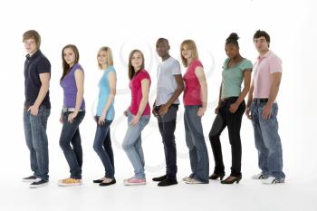Royalty Free Photo of a Group of Teens in a Row