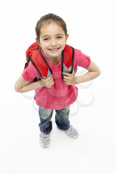 Royalty Free Photo of a Little Girl With a Schoolbag