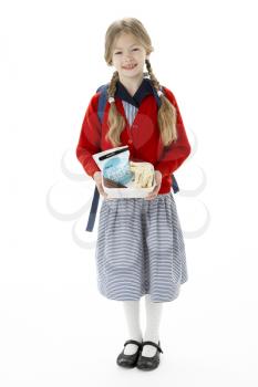 Royalty Free Photo of a Girl With a Lunchbox