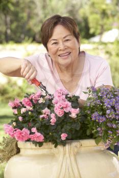 Royalty Free Photo of an Asian Woman in a Garden