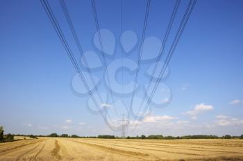Electricity pylon and lines in countryside