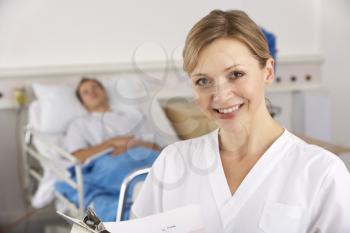 Portrait American nurse on hospital ward