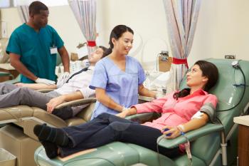 Blood Donors Making Donation In Hospital
