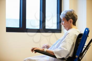 Senior Female Patient Sitting Alone In Wheelchair
