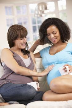 Pregnant women relaxing together