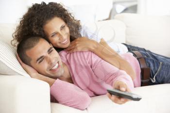 Young Couple Watching TV