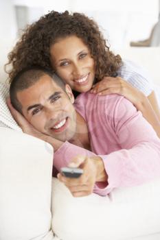Young Couple Watching TV
