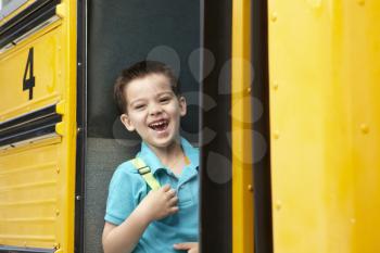 Elementary School Pupil Boarding Bus