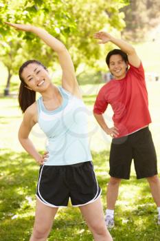 Asian couple exercising