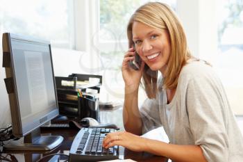 Woman working in home office
