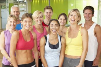 Portrait Of Group Of Gym Members In Fitness Class