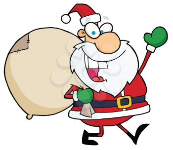 Royalty Free Clipart Image of Santa With His Toy Sack
