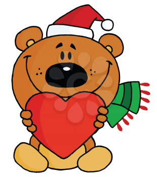 Royalty Free Clipart Image of a Bear With a Heart
