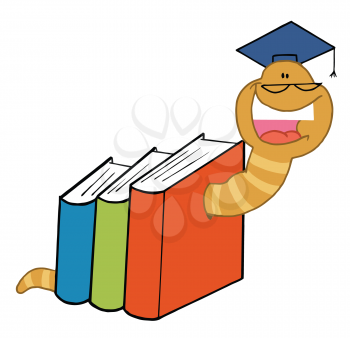 Royalty Free Clipart Image of a Worm in Books